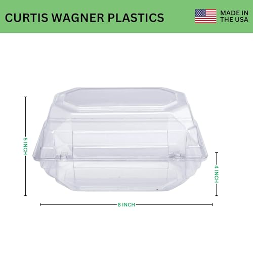 Curtis Wagner Plastics CW-754 Clear Medium Corsage Flower Boxes (5-Pack) - 8" x 5" x 4" Size, Plastic Floral Containers for Corsage, Boutonniere, Roses, Small & Large Flowers, Clear Gift/Craft Box - style: Corsage-medium