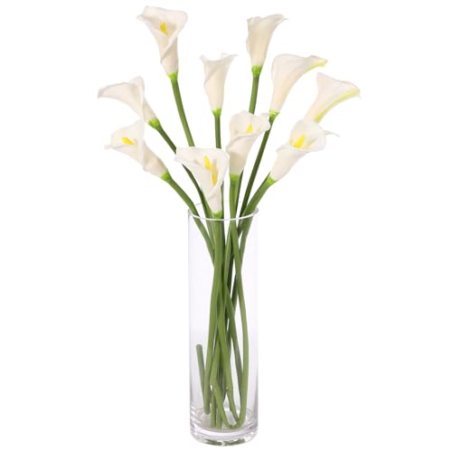 DuHouse 10pcs Calla Lily Artificial Flowers,26" Long Stem Large Calla Lily Flowers for Party Wedding Bridal DIY Bouquet Home Centerpiece Decor(White)