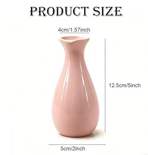 Small Ceramic Bud Vase Flower Single Stem Vase Mini Decorative Floral Holder Home Decorative Floral Centerpiece for Home Decor Centerpiece Wedding Party Table Vase (Pink) - color: Pink