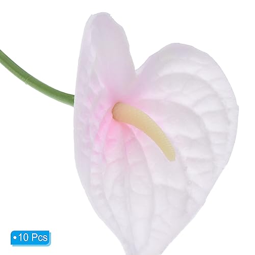 PATIKIL 13" Artificial Anthurium Lily Flowers, 10 Pack Permanent Flower Floral Arrangements Bouquet for Home Decor Bridal Wedding Festival Party, Pink White - color: Pink White