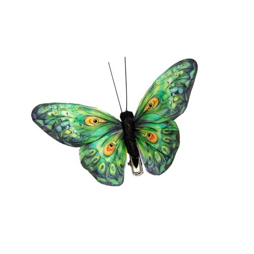 Cartanfill-Decorative 3D Butterfly Clips, Green Feather Design, Set of 12, Party and Christmas Tree Ornaments - color: F Clip
