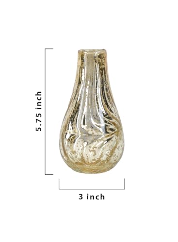 Serene Spaces Living Gold Crackle Bud Vase, Vintage Style Vase for Floral Arrangements at Weddings, Parties, Events, Home, 5.75" Tall & 3" Diameter, Medium, Set of 4 - color: Medium, Set of 4