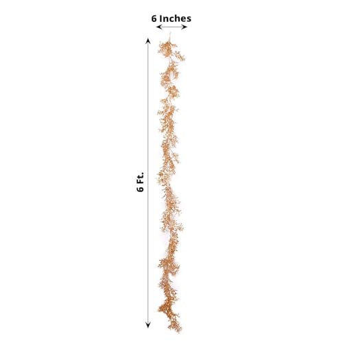 Efavormart 6ft Metallic Gold Artificial Boxwood Leaf Table Garland, Faux Decorative Shimmering Hanging Vine for Modern Home and Event Backdrop Styling - color: Type1