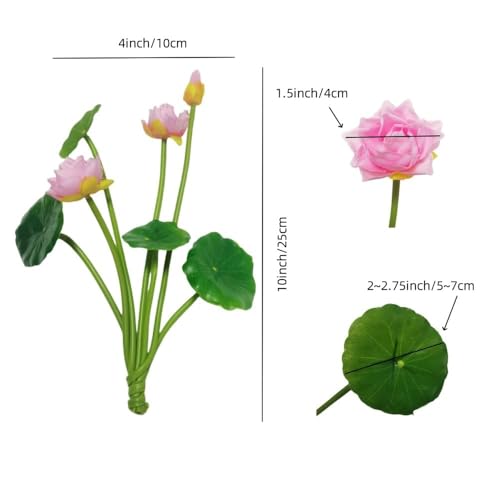 3 Pcs Pink Artificial Flower Water Lily,10" Silk Plants Floating Flowers,Plastic Flowers Lotus Flowers,Realistic Fake Flowers Lotus Decor Used for Fish Tank Decoration Home Decor - color: Pink