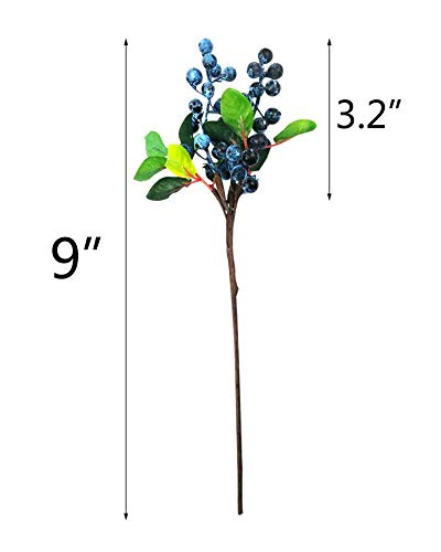 Mistari 10 Pack Artificial Flowers California Faux Blueberries Artificial Stems for Decorating Blueberry Picks Fruit Fake Silk Flowers Home Decorative Party Wedding (Blue) - size: 10 Pack