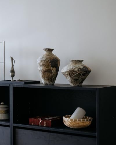 Large Rusty Ceramic Vase, Pottery Farmhouse Flower Vase for Centerpieces, Wabi Sabi Decorative Vase for Table, Living Room, Bedroom, Bathroom - color: Rust-tall, size: Large