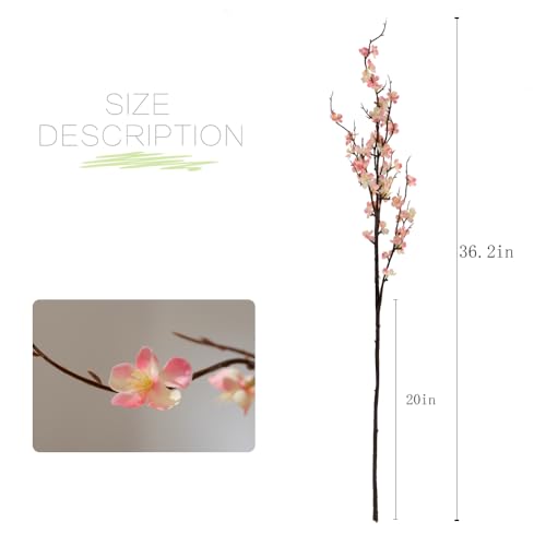 LESING 4pcs Cherry Blossom Flowers Artificial, Fake Silk Cherry Blossom Branches Tall Peach Blossom Flower Stems Arrangement for Wedding Home Office Party Decoration (Light Pink-2) - color: Light Pink-2