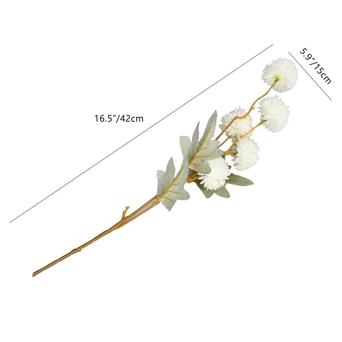 Mandy's 6 Stems Silk Pink Kiku Ball Flowers | Artificial Chrysanthemum Stems for Home Summer Décor Realistic Faux Floral Arrangement Minimalist Elegant Style - color: Pink