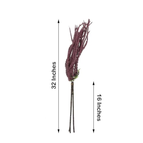 Efavormart Pack of 2 | 36-Inch Burgundy Amaranthus Artificial Flower Stems with Ivy Leaves, Realistic Cascading Faux Flowers for Wedding Arches and Tall Vases