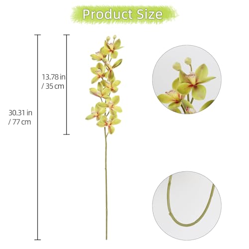 IPOPU 5 Pcs Real Touch Orchids Flowers Green Latex Artificial Orchid Stems for Wedding Party DIY Bridal Bouquet Table Centerpiece Arrangement Office Home Decor - color: Green