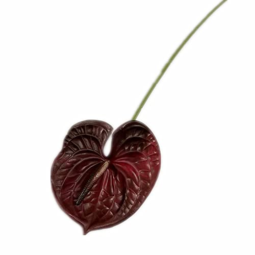 8pcs Artificial Anthurium Flower Branch 60cm 3D Printing Effect Faux Real Touch Single Stem per Piece Anthurium for Home Table Floral Decoration (Dark red) - color: Dark Red