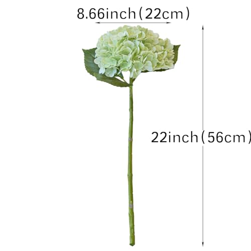 DUYONE 22" Real Soft Touch Hydrangea Artificial Flowers Realistic,Large Long Stem Fake Flowers Full Latex Faux,Wedding Bouquet,Party Home Decor,Garden Office Room Table Centerpieces Light Green 4pcs - color: Light Green, size: 4Pcs