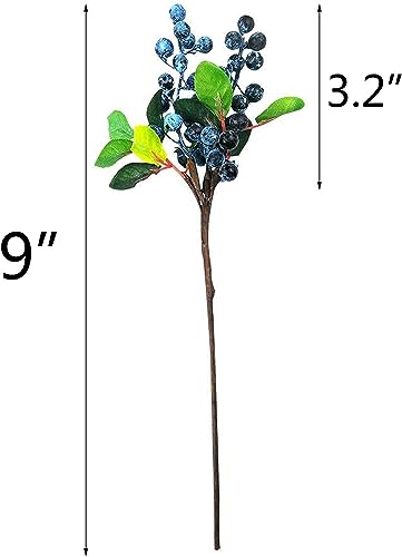 Mistari Artificial Flowers California Faux Blueberries Artificial Blueberry Stems for Decorating Blueberry Picks Fruit Fake Silk Flowers Home Decorative Party Wedding (20 Pack) - size: 20 Pack