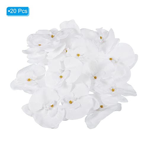 PATIKIL 9cm/3.5" Artificial Orchid Flower Heads, 20 Pack Silk Phalaenopsis Fake Butterfly Orchid Heads for Wedding Floral Bouquet Decor DIY Craft Making, Pure White - color: Pure White, size: 3.5"