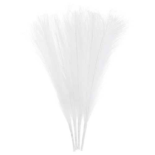 uxcell 4pcs Faux Pampas Grass 17 Inch 6 Stem Artificial Fake Dried Pampas Grass Decor for Floor Vase Filler, Wedding Decoration, Home Decoration, White - color: Maple Red