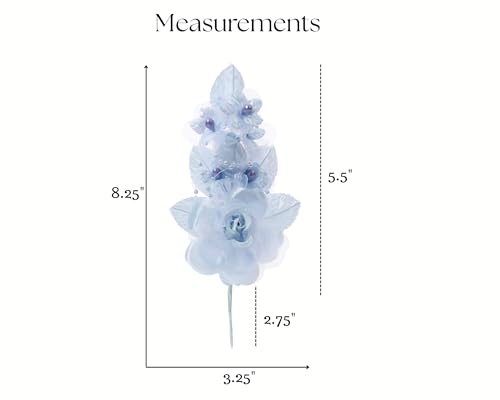 Set of 12 Artificial Silk Organza Craft Rose Flower, 12 Corsage Wristlet, 12 Pin Back DIY Boutonnieres for Wedding, Bridesmaids, Groomsmen, Quinceanera, Prom, Sweet 16 (Light Blue) - color: Light Blue