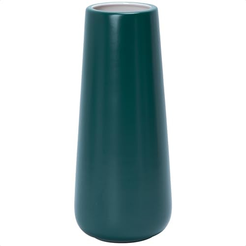 D'vine Dev 11 Inch Ceramic Flower Vase Matte Finishing, Minimalist Design for Home Décor, Bedroom, Living Room, Centerpieces, Office, Emerald Green, VS-XH-F-2 - color: Emerald Green, size: 11 Inch