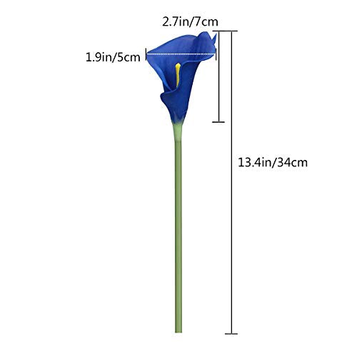 Faylapa 20 Pcs Artificial Calla Lily Real Touch Flowes Fake Flowers Wedding Bouquets Home Floral Decorations (Royal Blue) - color: Royal Blue