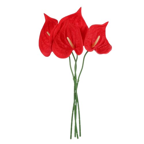 uxcell 4Pcs 11inch Artificial Anthurium Lily Flowers, Permanent Flower Bouquet for Home Arrangements Wedding Festival Decoration Crafts Store Decor Accessories, Bright Red - color: Bright Red