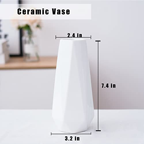Ceramic Vase, 7.4 Inch for Pampas Calla Lily Tulip, Flower Vase Minimalism Style for Modern Table Shelf Home Decor, Fit for Housewarming, Weddings, Birthday, Christmas, Thanksgiving, New Year - color: White