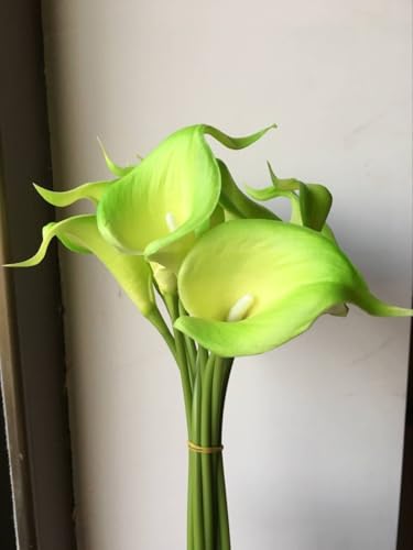 20Pcs 2.1 Inch Olive Green Calla Lily Artificial Flowers Faux Calla Lily Fake Flowers Bulk Real Touch Latex Calla Lilies Flowers for Home Wedding Party Plant Decoration Table Centerpieces - color: Olive Green