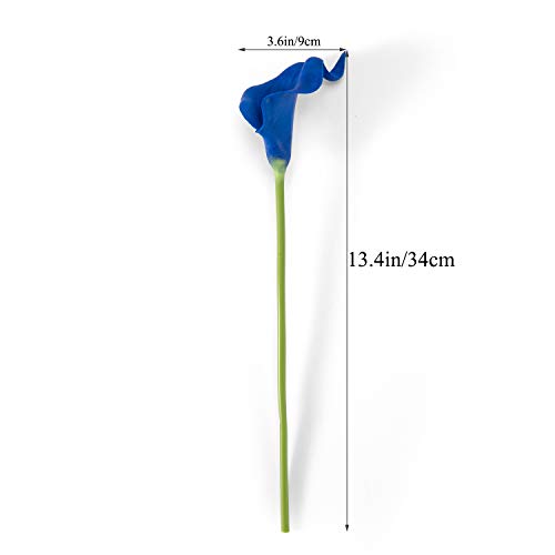 Crafjie 22pcs 13.4 Inch Lataex Real Touch Artificial Calla Lily Flowers, for Home Decor for Spring Flowers, Home Kitchen, Wedding Decorations, and centerpieces.（Navy Blue） - color: Navy Blue