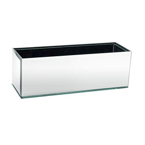 Royal Imports Flower Glass Vase Decorative Centerpiece for Home or Wedding - Oblong Rectangle Shape, 12" Long, 4" Hx4 W Opening, Mirror - color: Mirror, size: 12" (4x4)