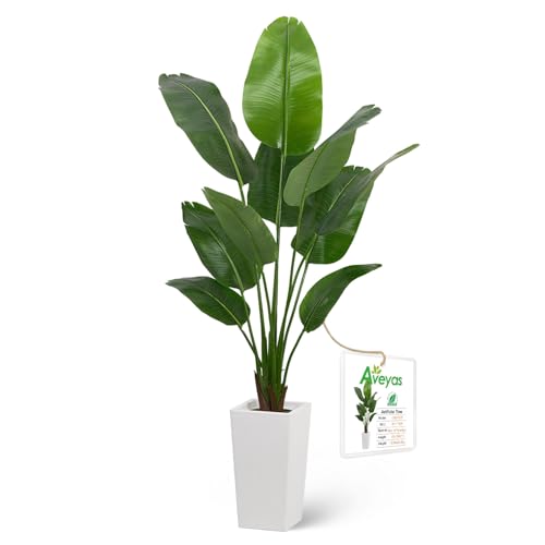 Aveyas 6ft Artificial Bird of Paradise Tree for Home Decor, 6 Feet Faux Floor Plant Fake Silk Banana Leaf Tropical Trees with Pot for Indoor Outdoor House Living Room (6 ft Tall Including Raised Pot) - color: Bird of Paradise Tree (6ft)