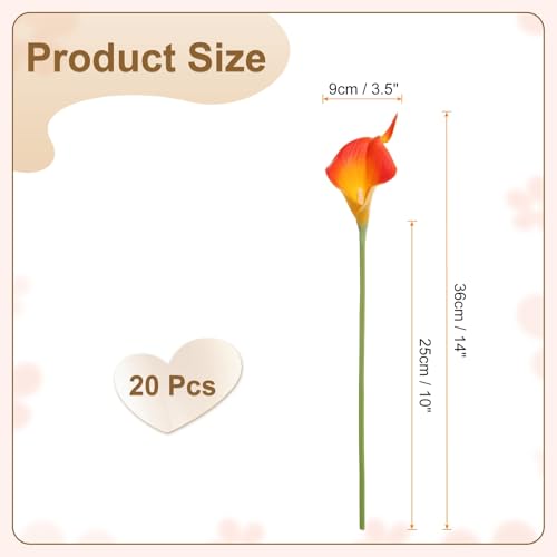 HARFINGTON 20pcs Artificial Calla Lily Fake Silk Flowers Bouquet Real Touch for Home Garden Wedding Party Decoration, Orange - color: Orange