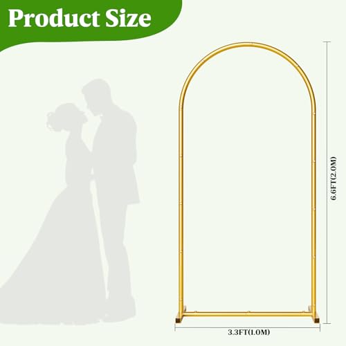 6.6FT Metal Wedding Arch Backdrop Stand,Stable Wedding Arch Frame for Wedding Ceremony Birthday Party Baby Shower Graduation Anniversary Floral Decoration,Gold - size: 6.6x3.3FT Gold