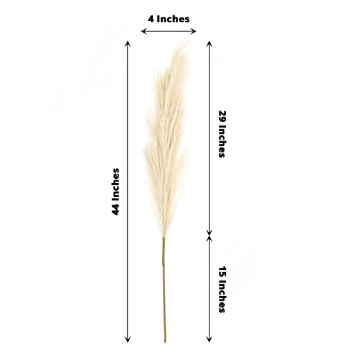 Tableclothsfactory 3 Stems | 44" Cream Artificial Pampas Grass Plant Sprays, Faux Branches Vase Flower Arrangement - color: Cream