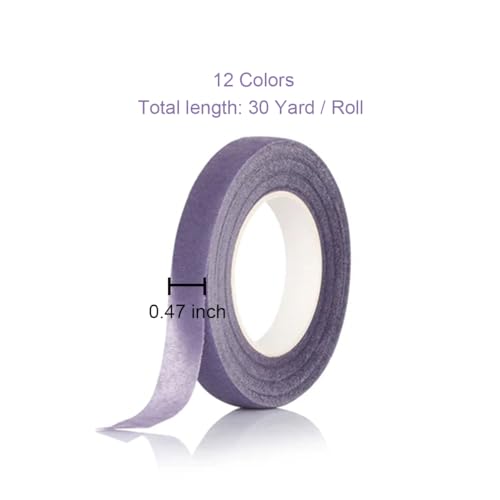 12 Rolls Colorful Floral Tape, Stem Wrap Tape Bouquet Wrap Tape for Bouquet Stem Wrapping, Floral Arrangement and Crafts, 0.47 Inches x 30 Yards Each Roll