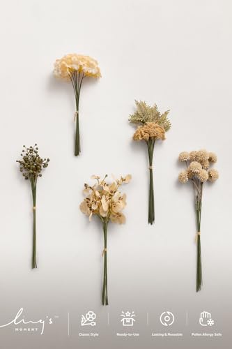 Ling's moment Artificial Greenery Stems Box Set, Faux Greenery Picks for DIY Bridal Bouquets Wedding Floral Arrangement Table Centerpieces, Creamy Yellow & Tawny Beige & Sage - color: Filler Flower Combo- Creamy Yellow & Tawny Beige & Sage
