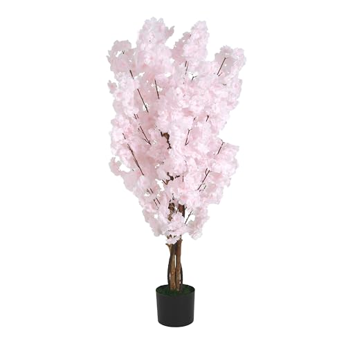 Christopher Knight Home Annas 43''H Cherry Blossom Tree Artificial with Black Plastic Pot, Artificial Plants Indoor Small Decor, Faux Sakura Flowers for Living Room/Entryway/Bedroom/Office, 1 pcs,Pink - color: Pink/43''h