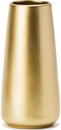 Light Gold Vase - 8" Big Gold Ceramic Flower vase for Home/Table/Accent Decor, Minimalist Modern Vases for Centerpieces, Room Decor, Living Room, Bedroom or Gift - color: Light Gold, size: Big