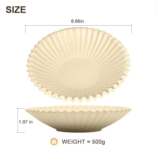 Brown Decorative Bowls for Home - Stylish Flat Purse Bowls - Round Foyer Key Bowl - Handmade Resin Scalloped Ruffle Bowl for Display Centerpiece - color: Brown, size: 8.65 inch