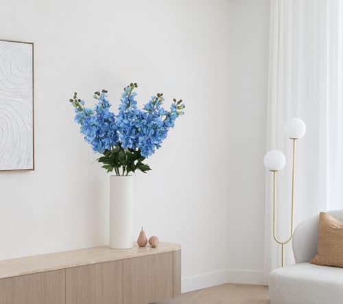 Blue Fake Flowers 5PCS Blue Delphinium Artificial Flowers 30.7" Larkspur Blue Silk Flowers for Wedding Centerpieces Blue Faux Snapdragon Flowers for Home Decor Indoor (Blue) - color: Blue