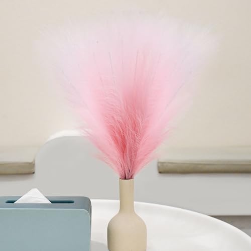6 PCS Faux Pampas Grass Arrangement - 18"/45cm Artificial Fluffy Pompous Grass Stems for Boho Chic Home and Wedding Decor (Light Pink Gradient) - color: D2- Light Pink Gradient