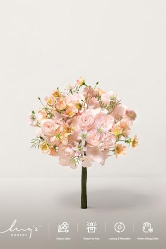 Ling's moment Artificial Greenery Stems Box Set, Faux Greenery Picks for DIY Bridal Bouquets Wedding Floral Arrangement Table Centerpieces, Blush & Powder Blue - color: Filler Flower Combo- Blush & Powder Blue