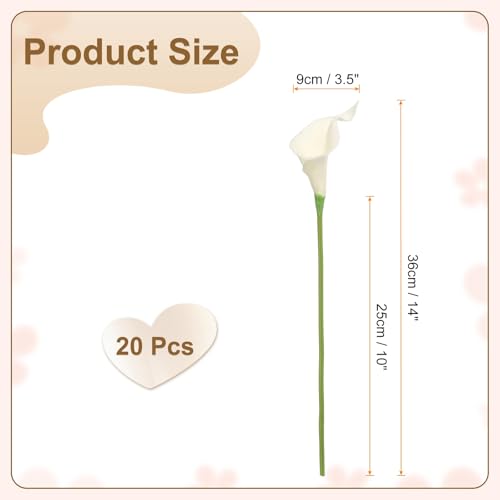 HARFINGTON 20pcs Artificial Calla Lily Fake Silk Flowers Bouquet Real Touch for Home Garden Wedding Party Decoration, Beige - color: Beige
