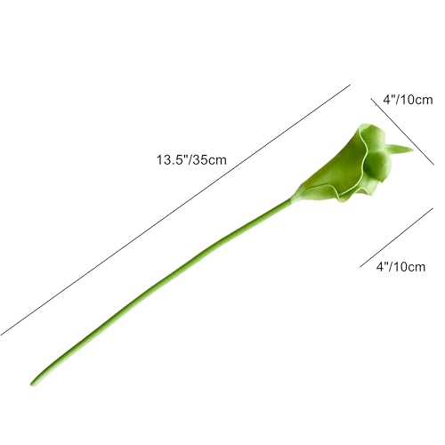 Mandy's 20pcs Green Calla Lily Artificial Flowers | 13.5 Inch PU Realistic Bouquet for Vase Elegant Home Decor Centerpiece Wedding Bridal Bouquet Table Decoration - color: Green