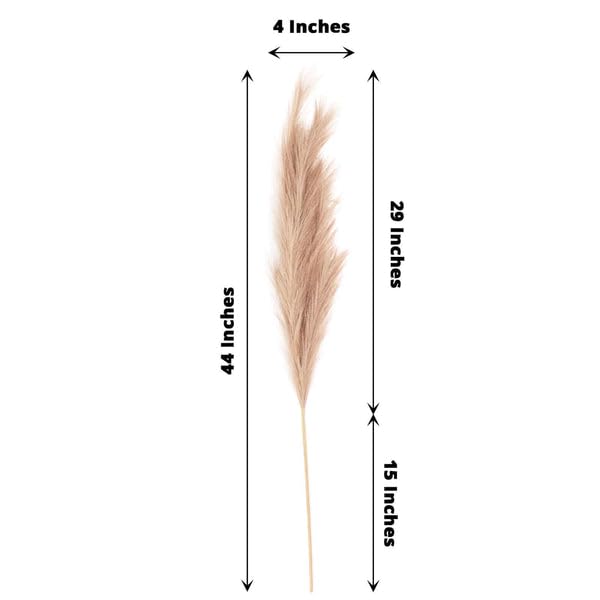 Tableclothsfactory 3 Stems | 44" Taupe Artificial Pampas Grass Plant Sprays, Faux Branches Vase Flower Arrangement - color: Taupe