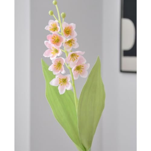 6 Branch Lily of The Valley Artificial Flowers, Lily of The Valley Plastic Flower ，Wind Chime Orchid Outdoor Bridal Wedding Bouquet for Home Garden Party Wedding Decoration (Pink) - color: Pink