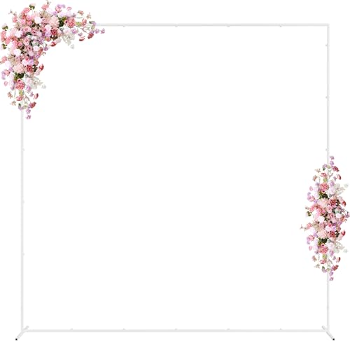 Wokceer Wedding Arch Backdrop Stand Square 7.2 x 7.2 FT White Metal Backdrop Stand Balloon Arch Frame for Wedding Birthday Party Garden Arbor Anniversary Event Decor - color: White, size: 7.2FT x 7.2FT