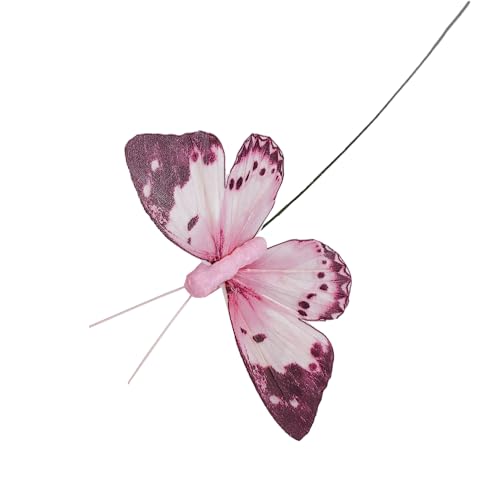 Cartanfill- Artificial Feather Simulation Butterfly Party Decoration Set, a Set of 12 Pieces with Clips, Used for Home Decoration in 12 Colors.… (C Wire) - color: C Wire