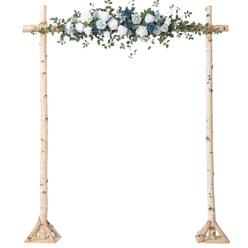 Ling's moment Wedding Arch Flowers - 6.5FT Floral Garland for Ceremony Arbor Backdrop Decoration - Artificial Rose Floral Swag for Sweetheart Table Birthday Party, Baby Shower, Dusty Blue Navy - color: Blu-dusty Blue & Navy