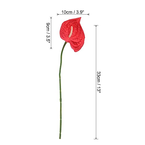PATIKIL 13" Artificial Anthurium Lily Flowers, 10 Pack Permanent Flower Floral Arrangements Bouquet for Home Decor Bridal Wedding Festival Party, Red - color: Red