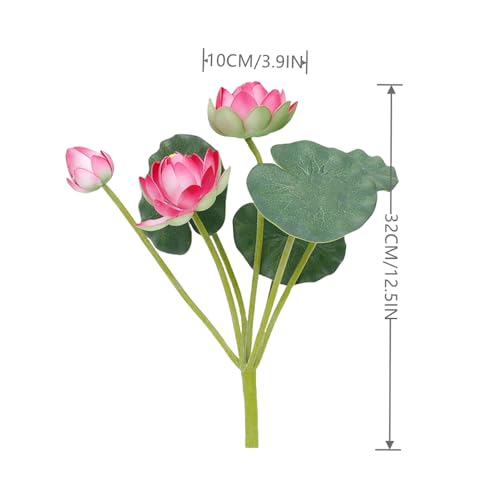 2Pcs Artificial Lotus Flower Decor, 12.5inch 7 Head Water Lilies, Outdoor Pond Plants, Silk Artificial Flower Lotus, Household Living Room and Dining Table Decoration (Pink) - color: Pink