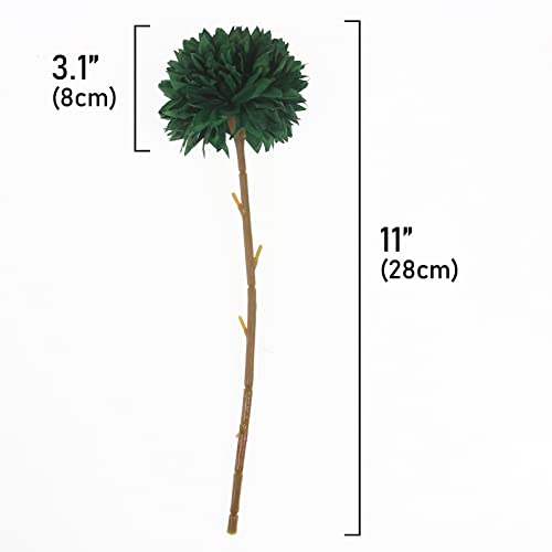 Tinsow 12 Pcs Green Artificial Flowers Faux Ball Chrysanthemum Flowers for St. Patrick's Day Christmas Home Decoration (12, Blackish Green) - color: Green