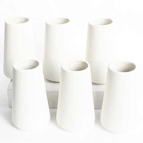 YANLING 6 Pack White Ceramic Vases for Home Decor, 6 Inch Modern Vases for Centerpieces Pampas Grass Table Vase, Boho Vases for Flowers Decor - color: Style a